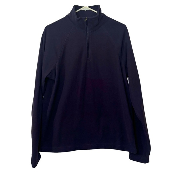Lands End Quarter Zip fleece pullover men’s medium navy - Picture 1 of 6